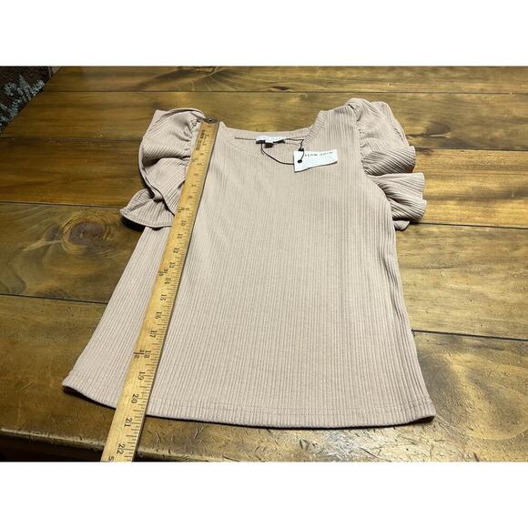 Miou Muse Ruffle Tank Top Beige Size Large NWT - Picture 6 of 11